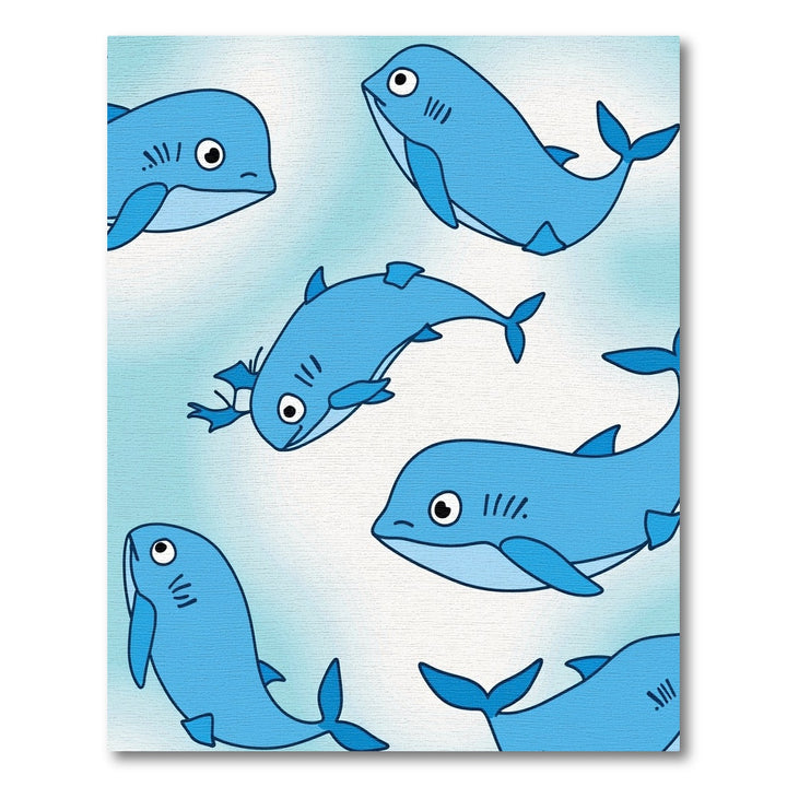 Whimsical Blue Whales Ocean Swirl Rug