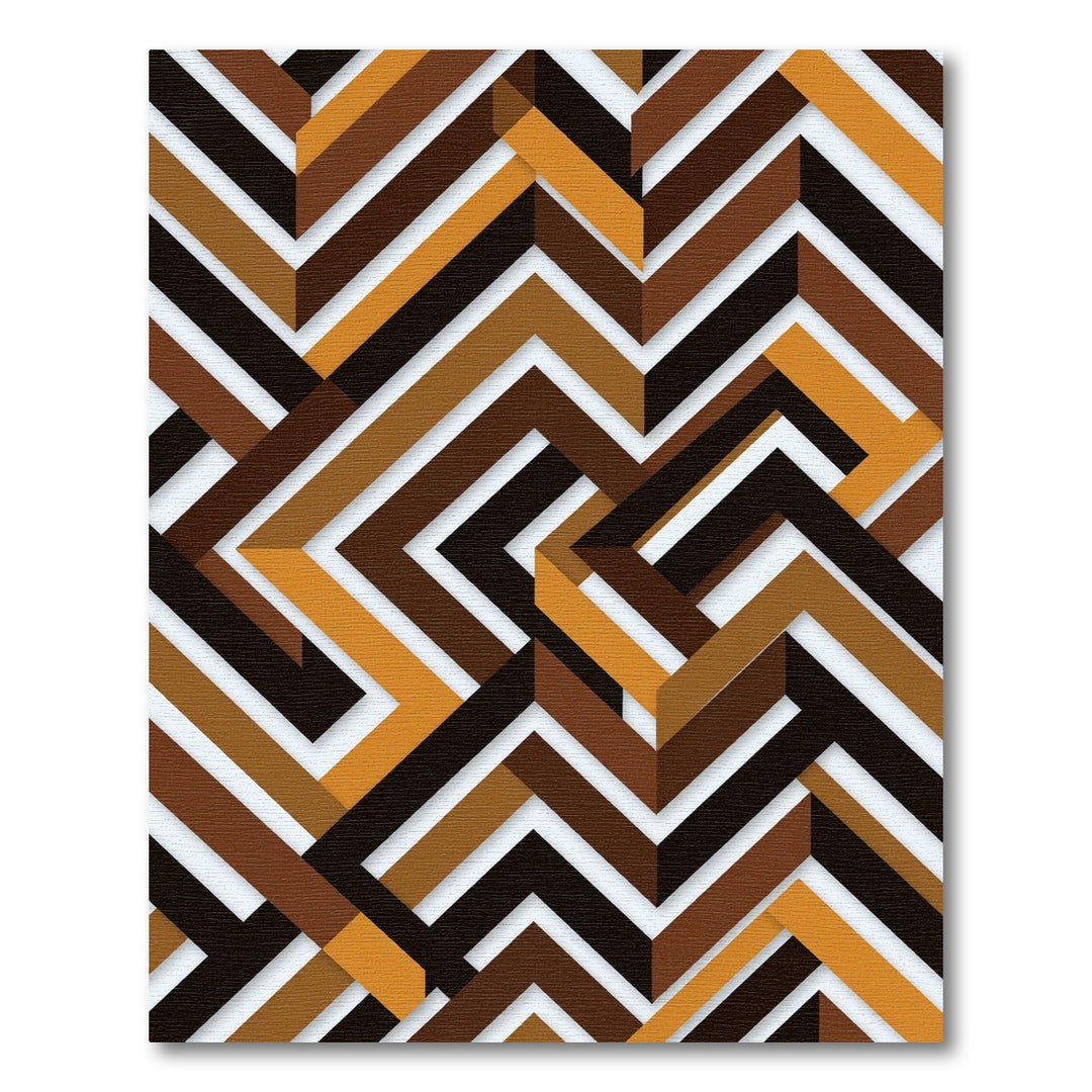 Geometric Chocolate Orange Chevron Overlay Rug