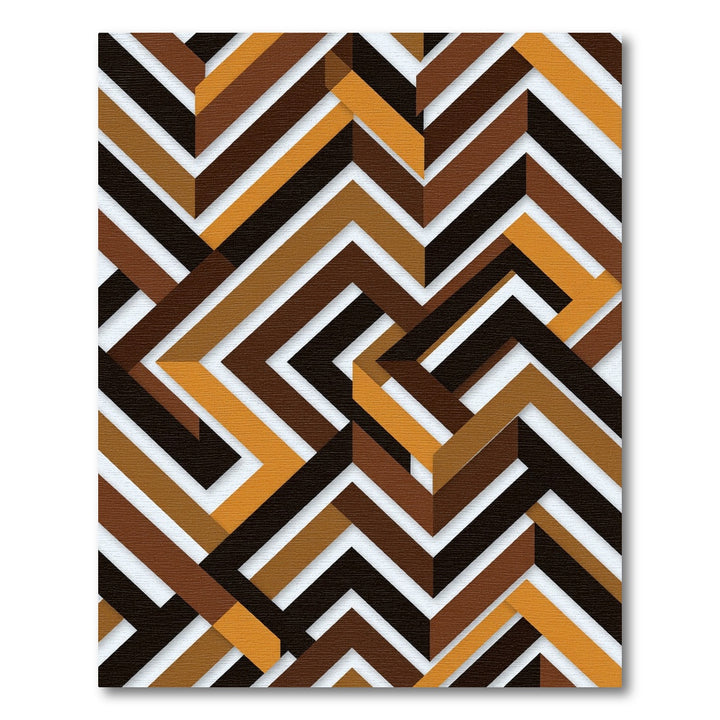 Geometric Chocolate Orange Chevron Overlay Rug