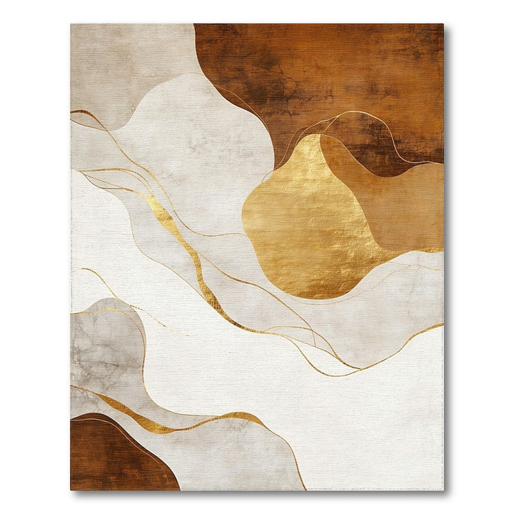 Abstract Beige Gold Flow Area Rug