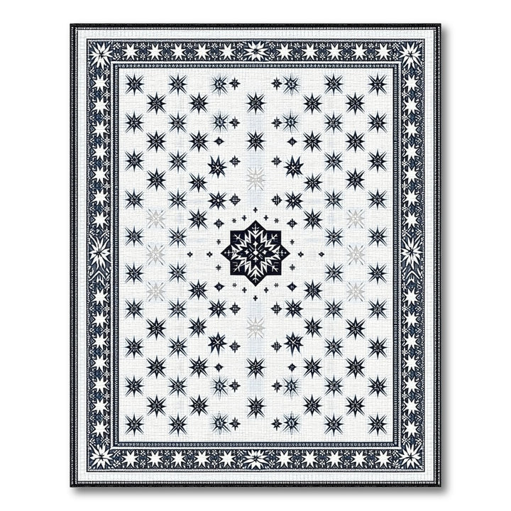 Black White Star Geometric Area Rug