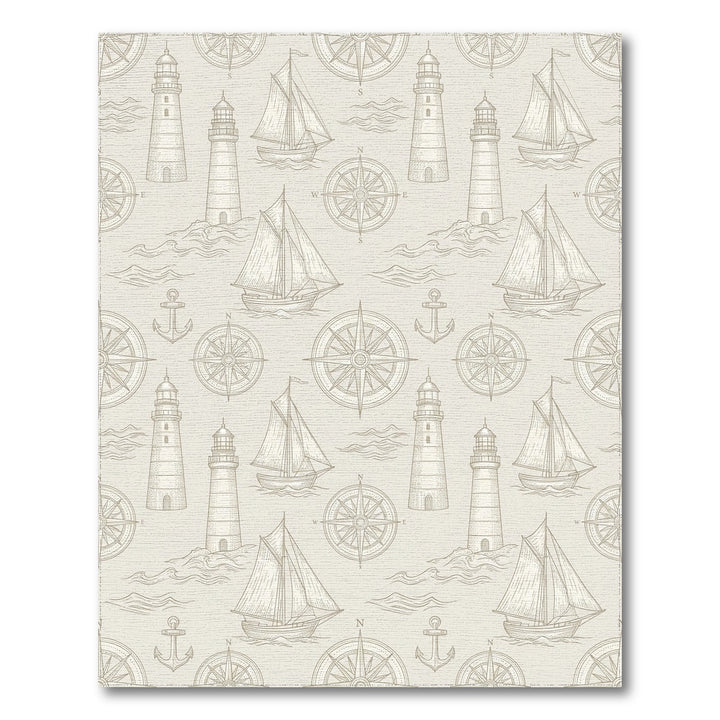 Nautical Lighthouse Sailboat Compass Seascape Rug