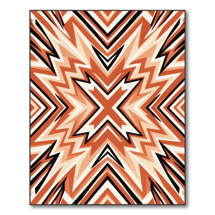 Orange Geometric Chevron Star Area Rug