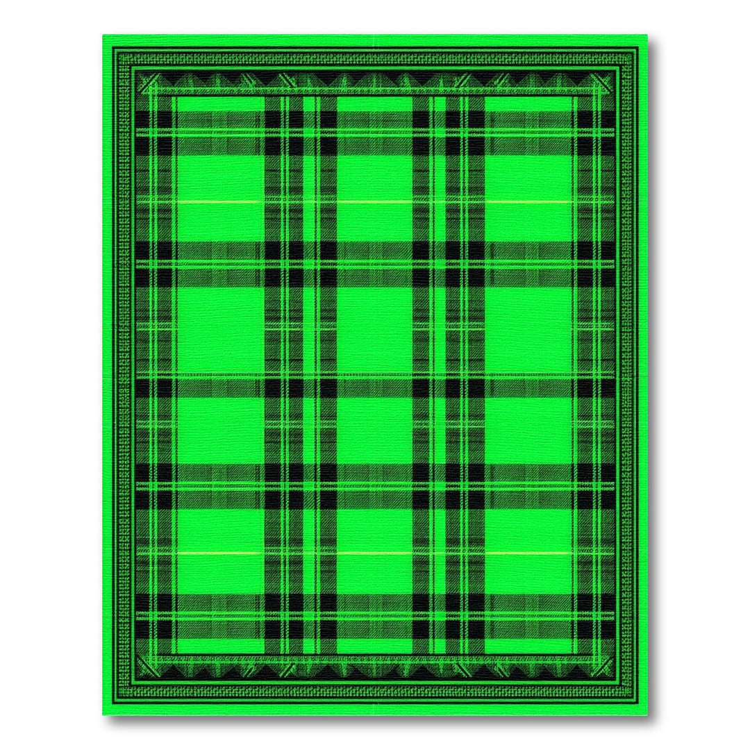 Vibrant Green Plaid Washable Area Rug