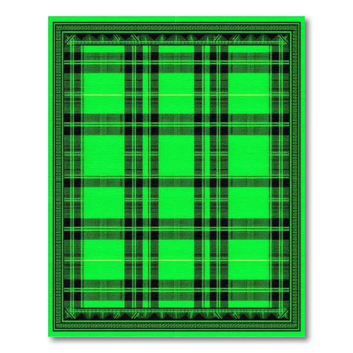 Vibrant Green Plaid Washable Area Rug