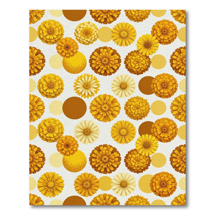 Golden Yellow Marigold Flower Circles Rug