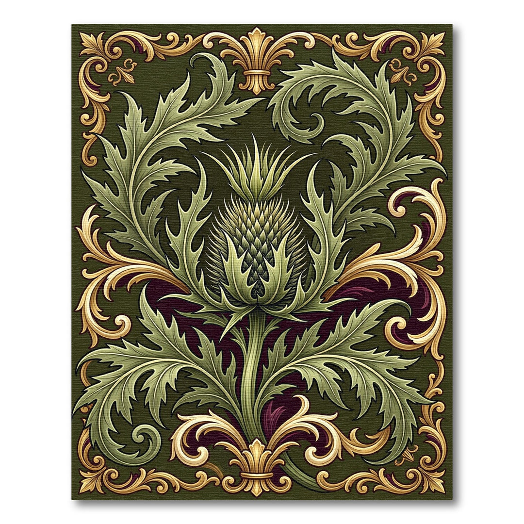 Green Thistle Floral Ornament Rug
