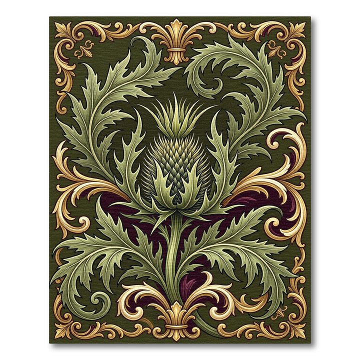Green Thistle Floral Ornament Rug