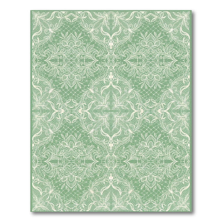 Pale Green Lace Floral Medallion Rug
