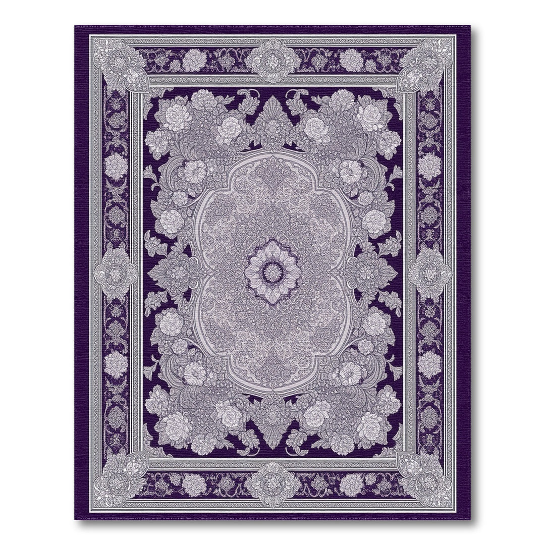 Purple Floral Medallion Persian Traditional Persian Area Rug