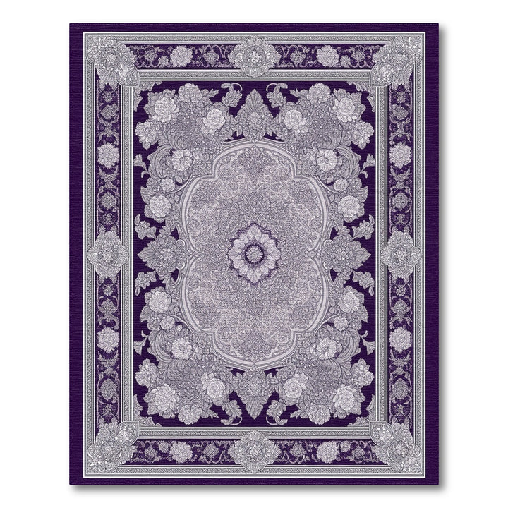 Purple Floral Medallion Persian Traditional Persian Area Rug
