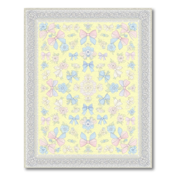 Pastel Bow Floral Yellow Area Rug