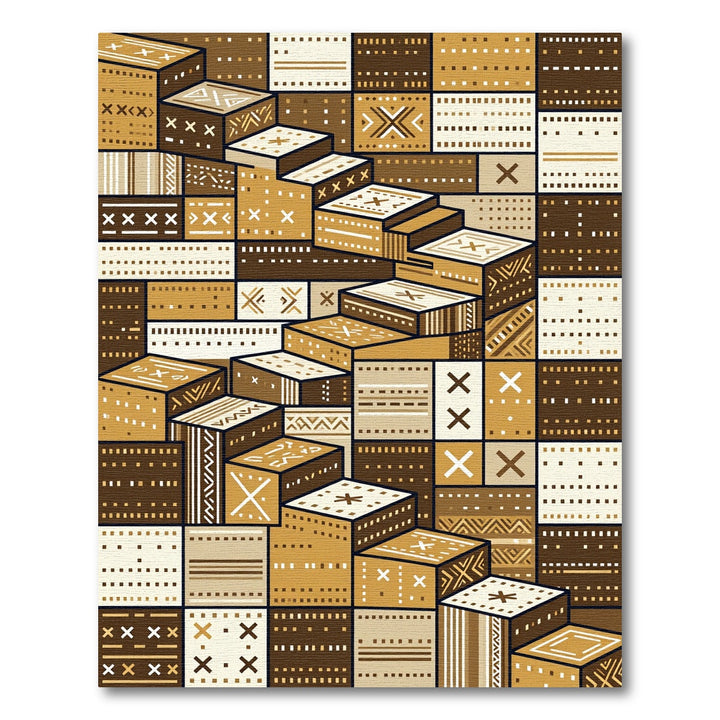 Geometric Steps In Earth Tones Rug