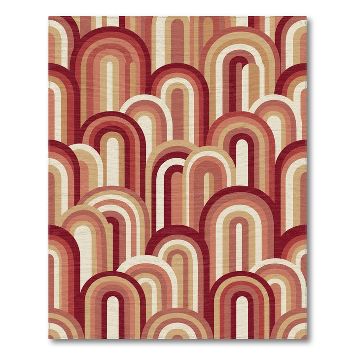 Retro Arc Arch Rainbow Tones Rug