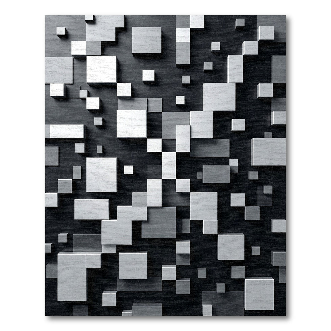 Modern Gray Cubic Abstract Rug