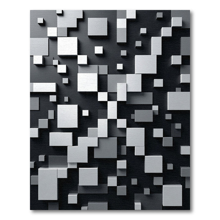 Modern Gray Cubic Abstract Rug
