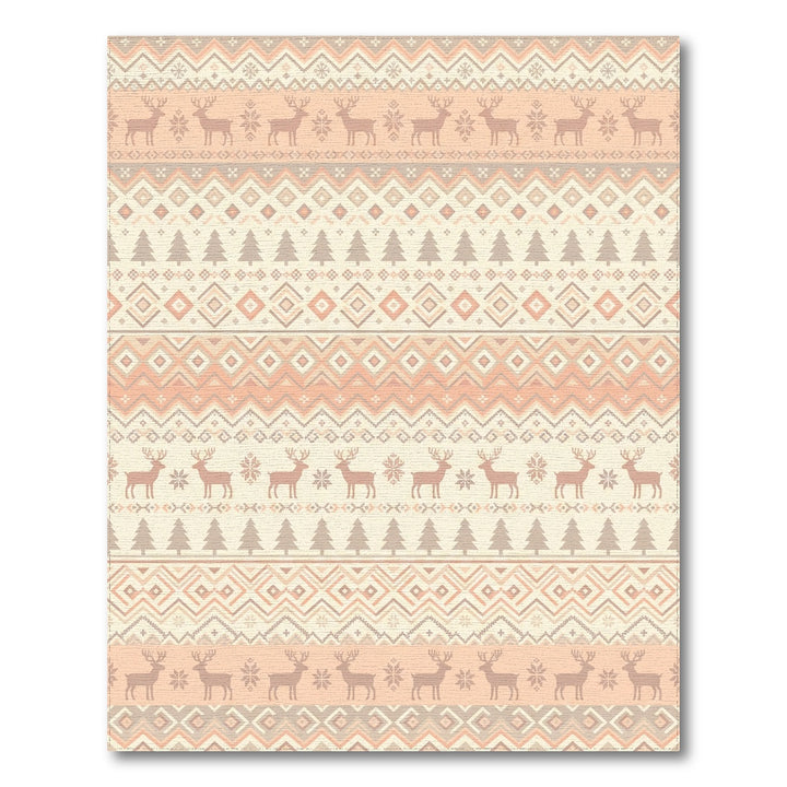 Warm Peach Reindeer Geometric Stripe Rug