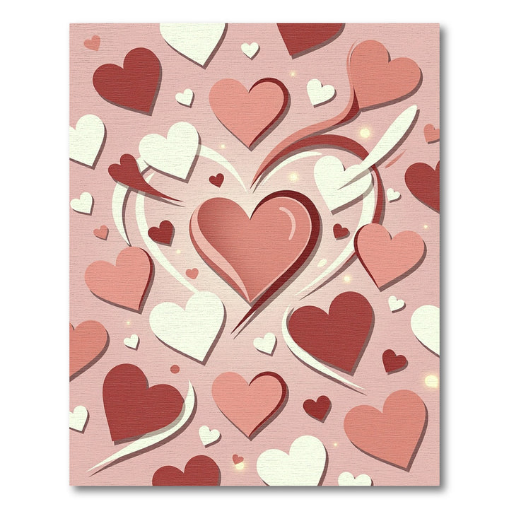Red White Pink Heart Collage Rug