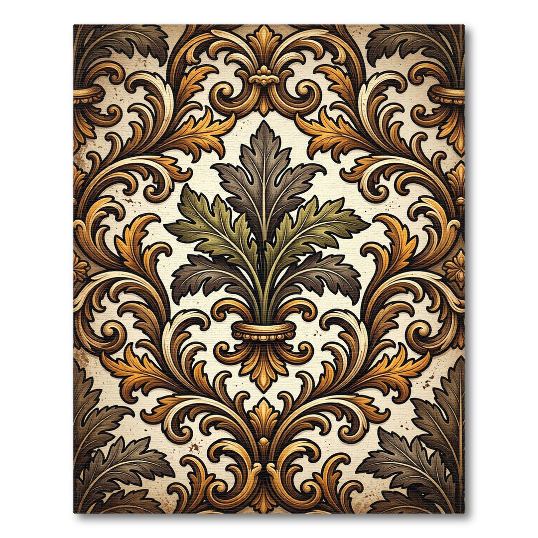 Ornate Gold Leaf Acanthus Scroll Rug