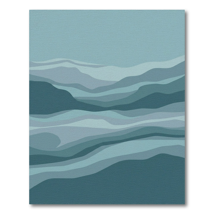 Abstract Teal Landscape Waves Rug
