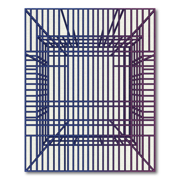 Geometric Blue Purple Gradient Grid Structure Rug
