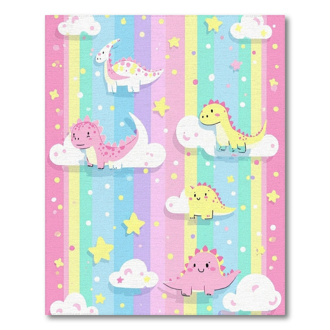 Multi-color and Patterns Rainbow Dinosaur Kids Area Rug