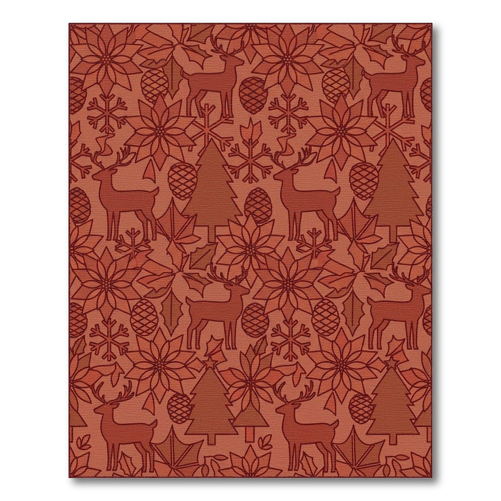 Rustic Red Deer Poinsettia Snowflakes Trees Rug