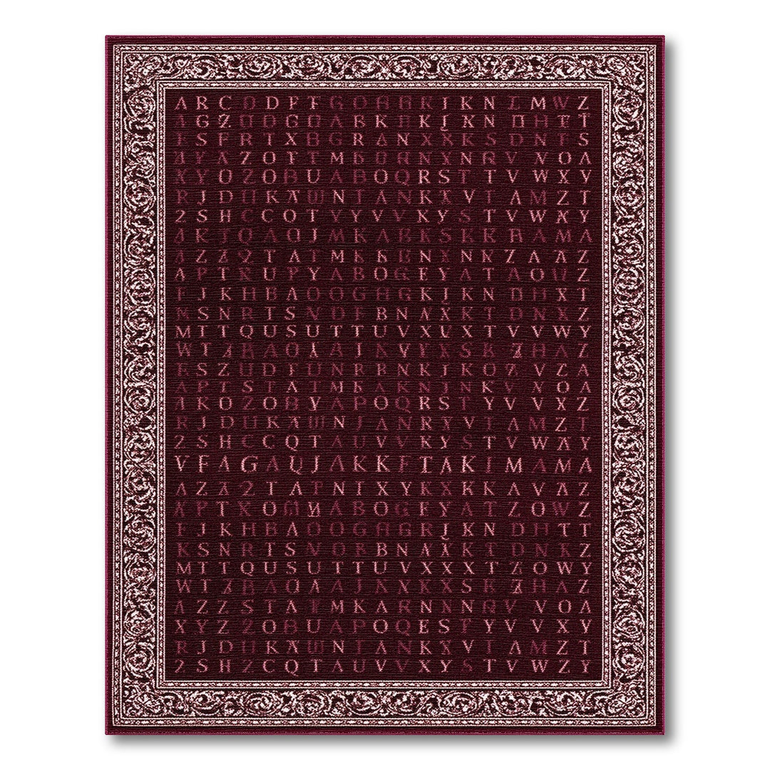 Red Alphabet Vintage Area Rug