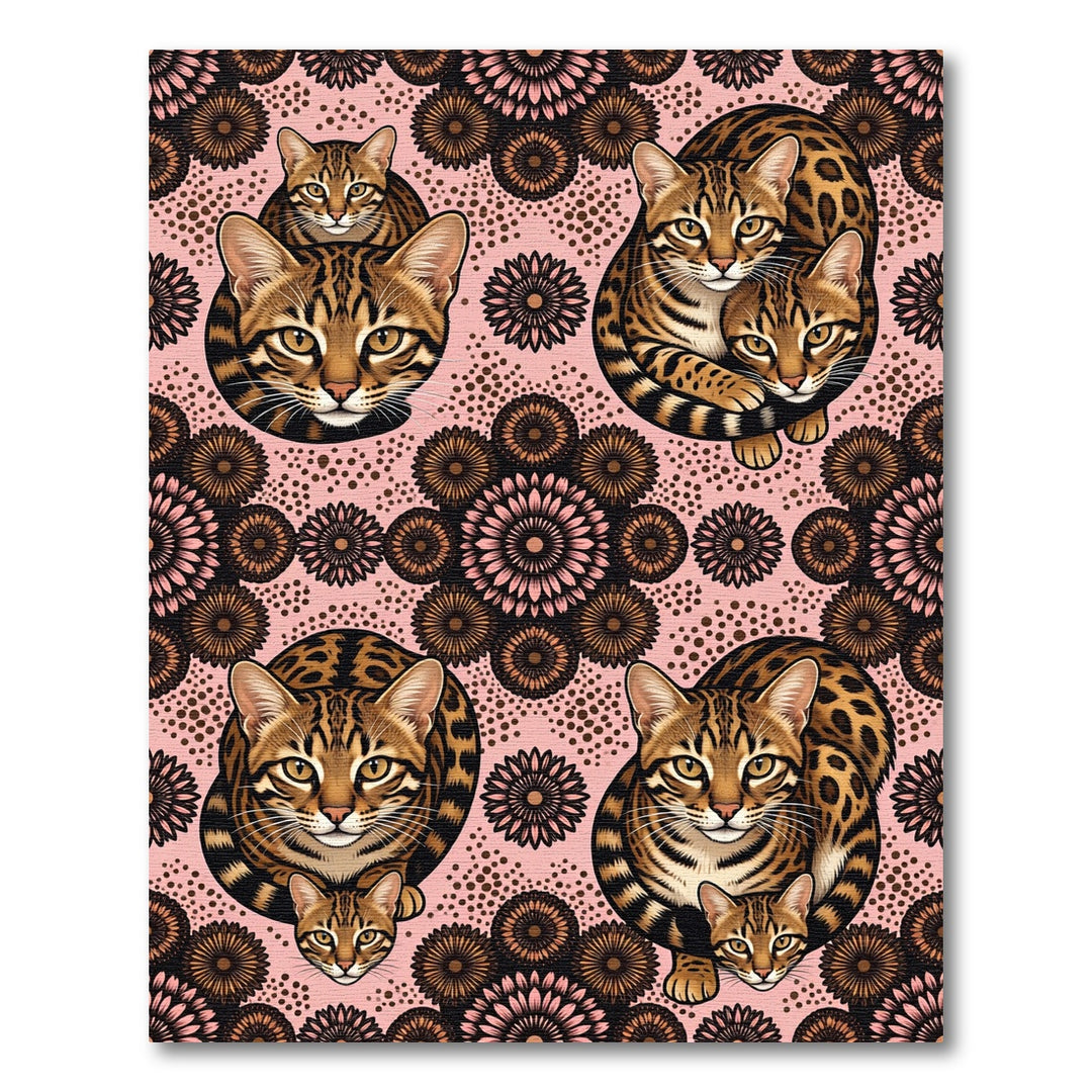Bengal Cat Floral Pink And Brown Rug