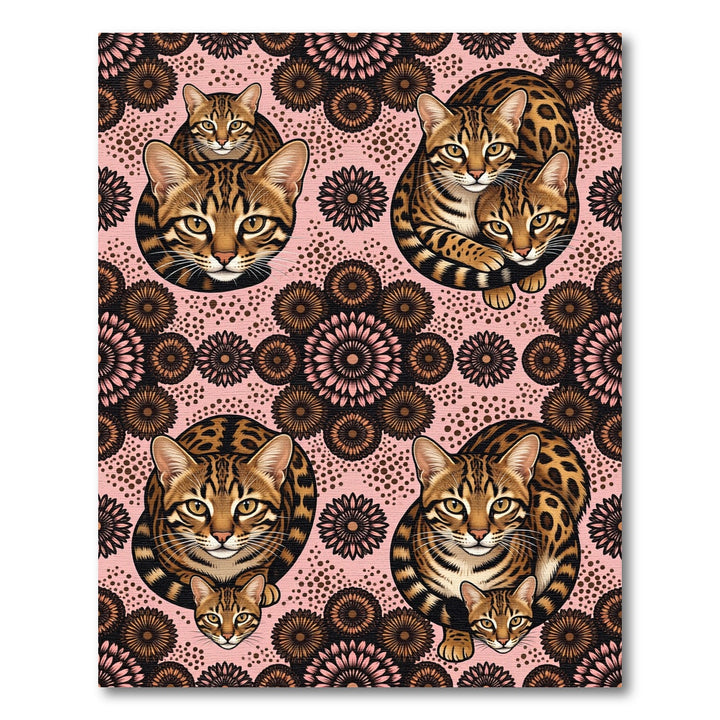 Bengal Cat Floral Pink And Brown Rug