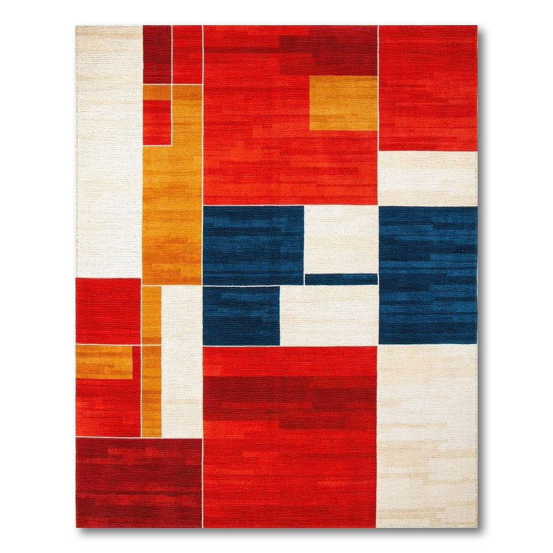 Geometric Modern Red Bold Red Geometric Block Area Rug