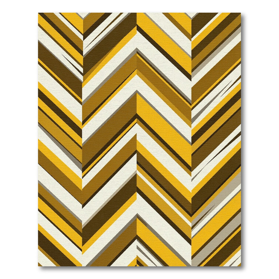 Retro Yellow Brown Chevron Rug