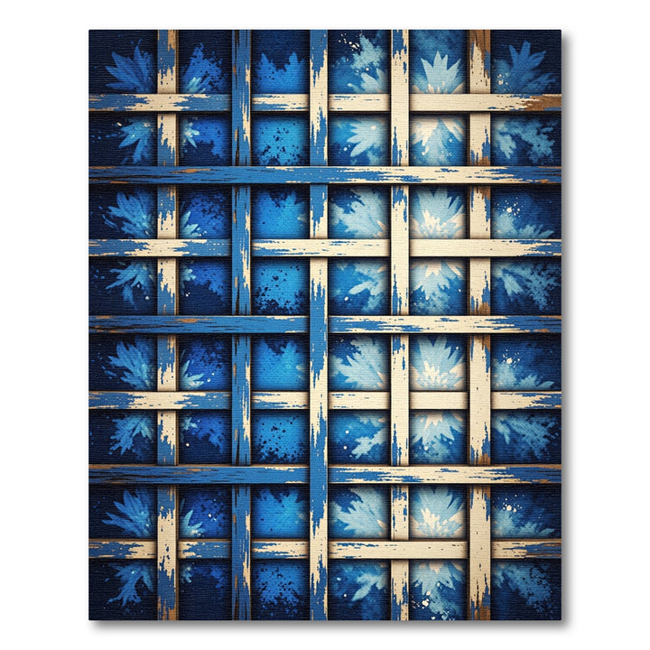 Indigo Botanical Lattice Texture Rug