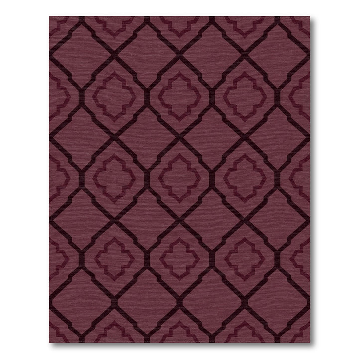 Deep Burgundy Lattice Quatrefoil Rug