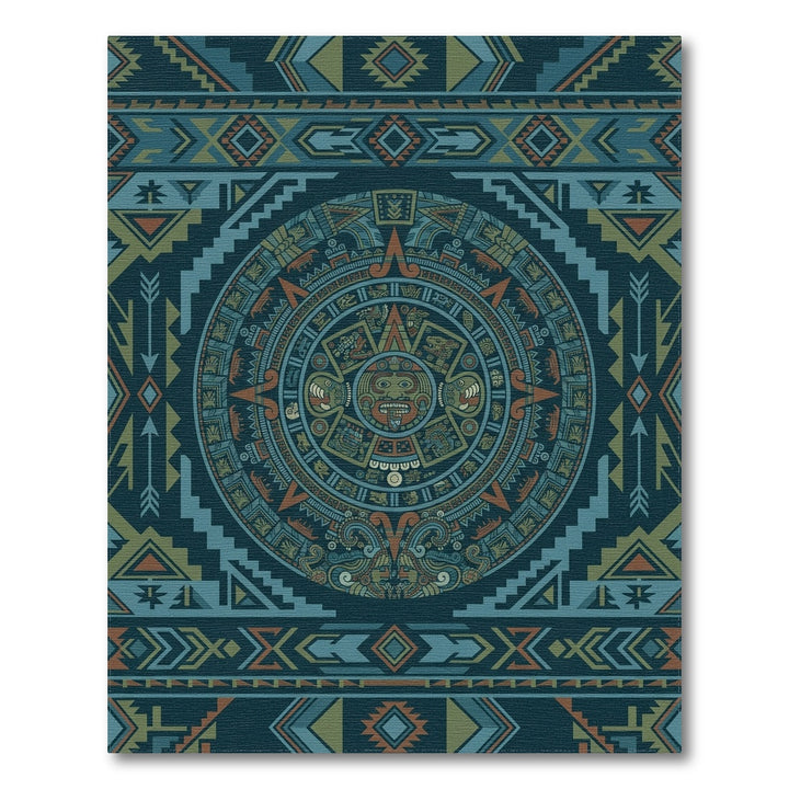 Aztec Sun Stone Circle Geometric Rug