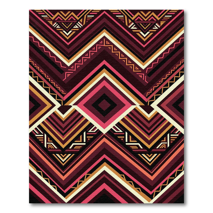 Bold Burgundy Geometric Tribal Diamond Rug