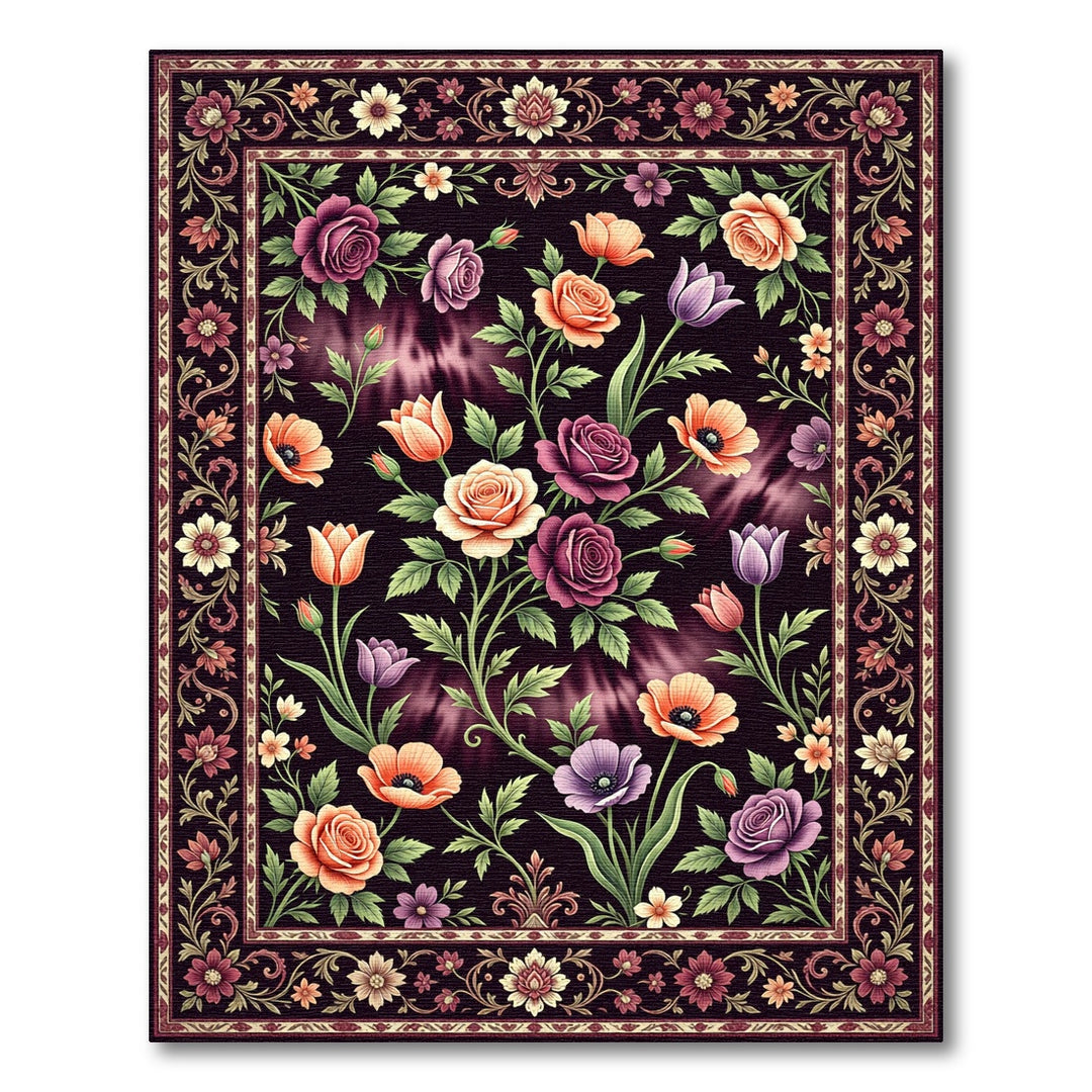 Vintage Rose Meadow Floral Rug
