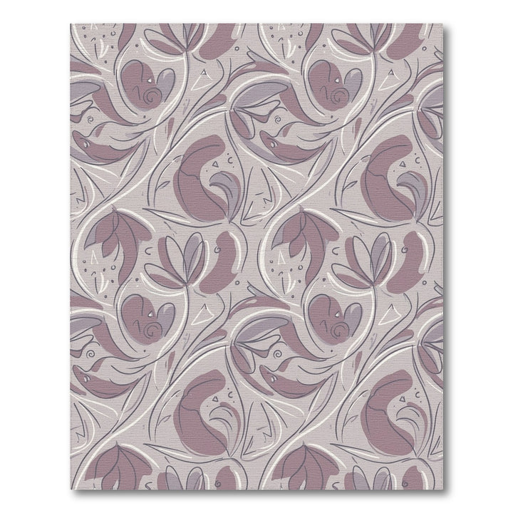 Muted Mauve Floral Scroll Work Rug