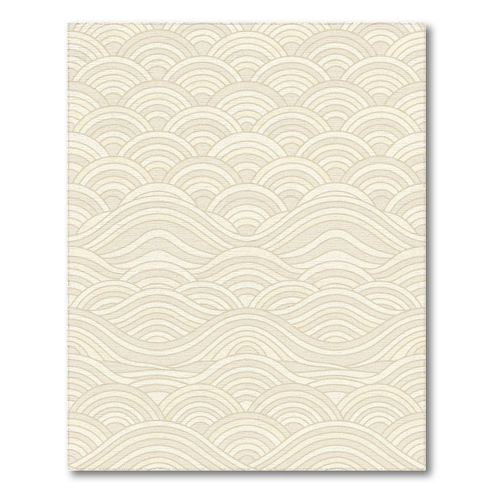Cream Wave Motif Area Rug