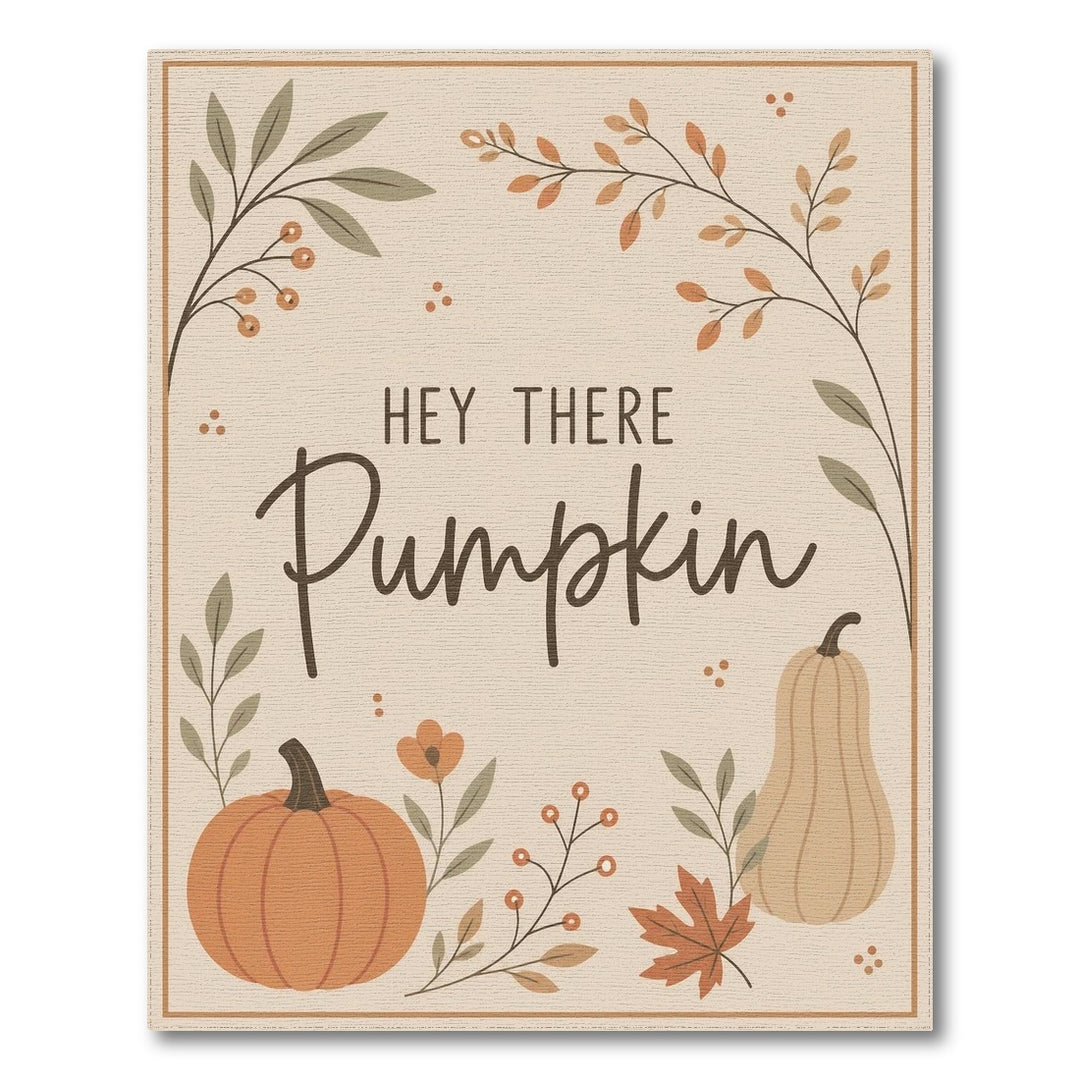 Beige and Neutral Rustic Farmhouse Hey There Pumpkin Beige Area Rug