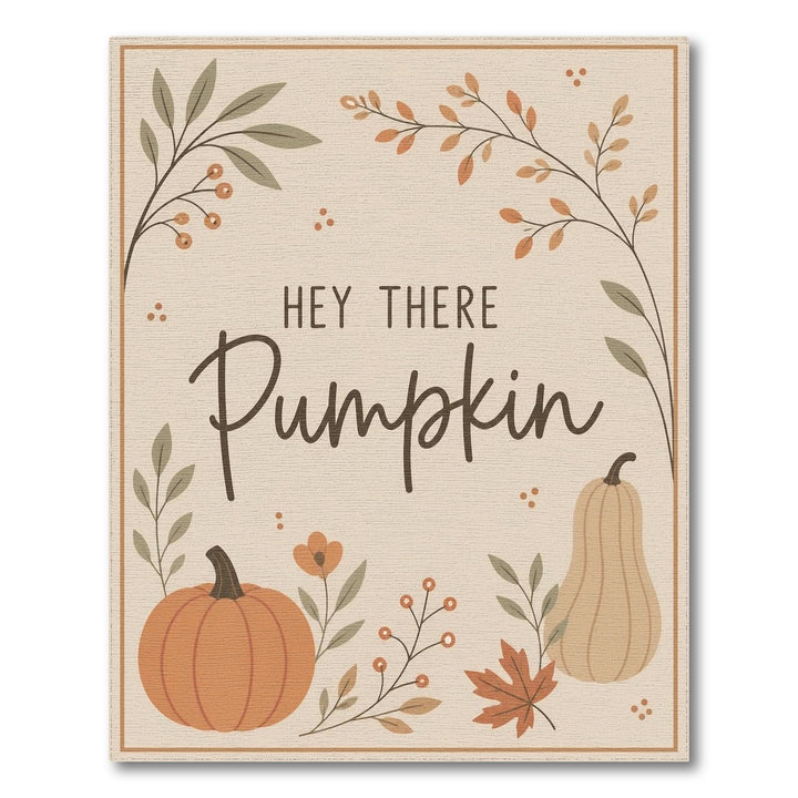 Beige and Neutral Rustic Farmhouse Hey There Pumpkin Beige Area Rug