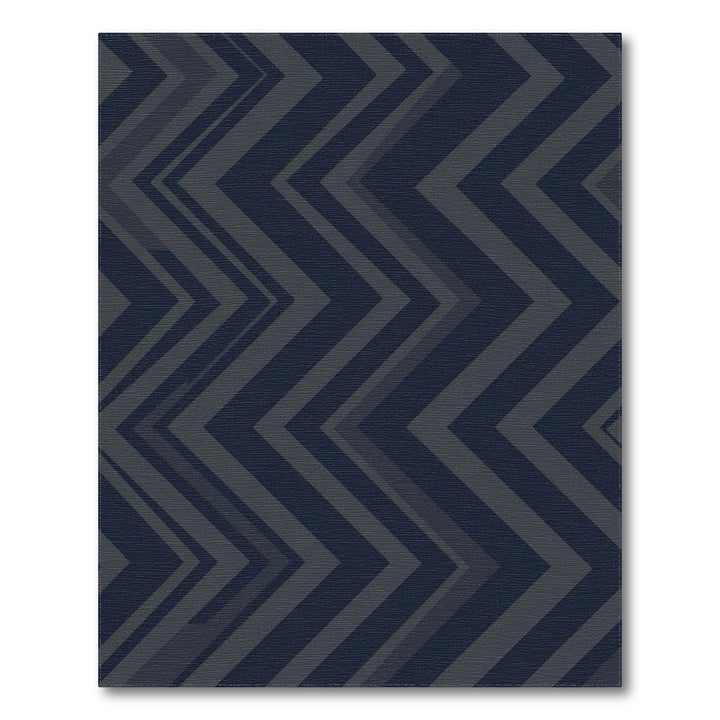 Deep Navy Geometric Chevron Rug