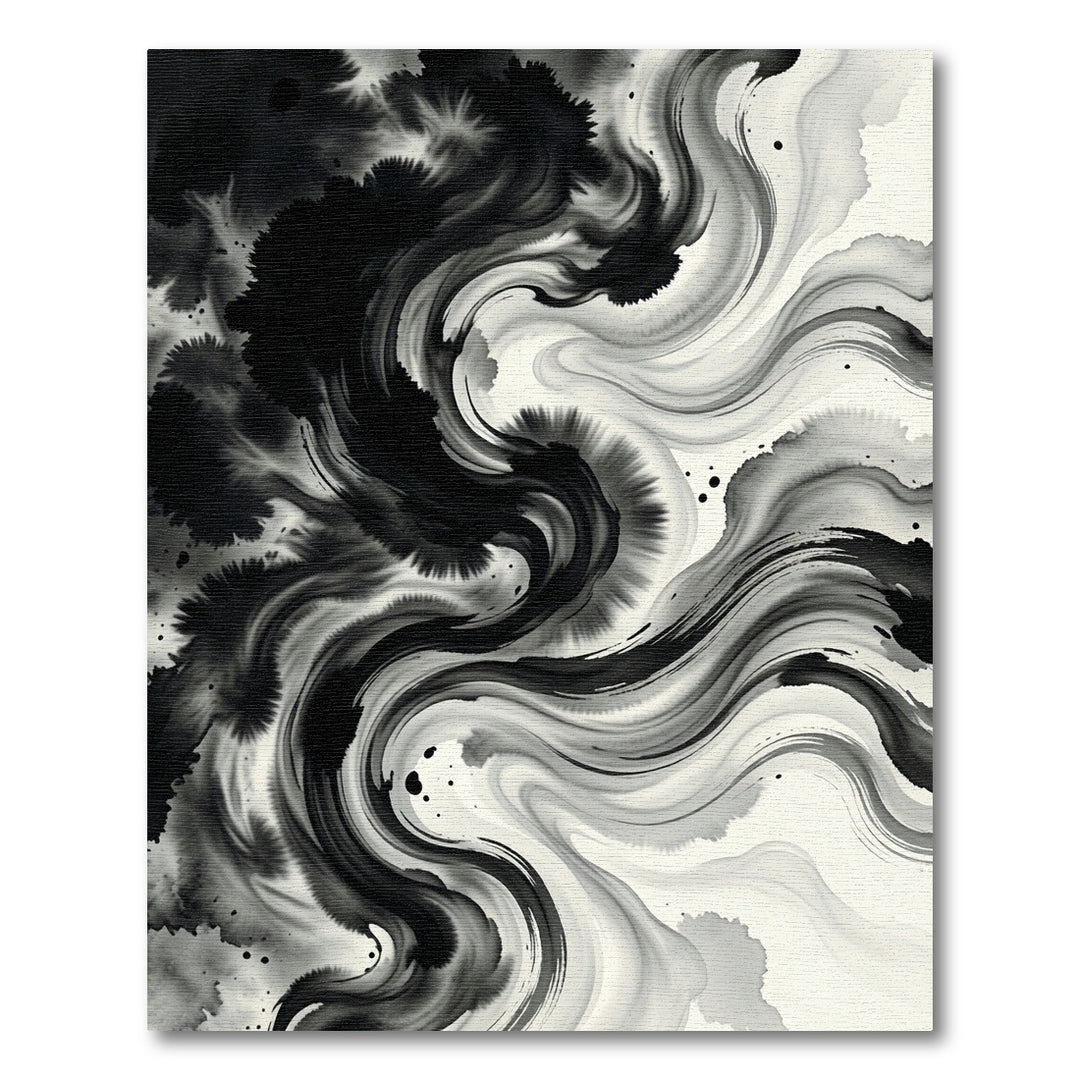 Monochromatic Swirling Inkblot Abstract Rug