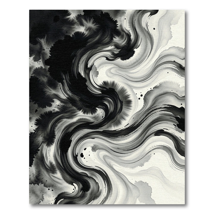 Monochromatic Swirling Inkblot Abstract Rug