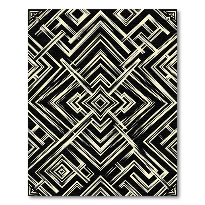 Bold Black Cream Geometric Line Rug