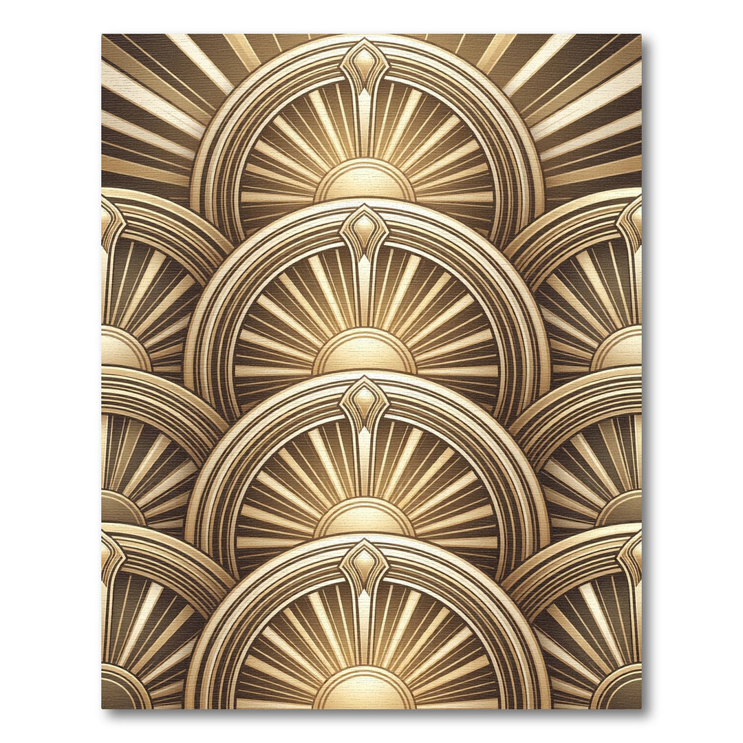 Art Deco Sunburst Golden Fan Rug