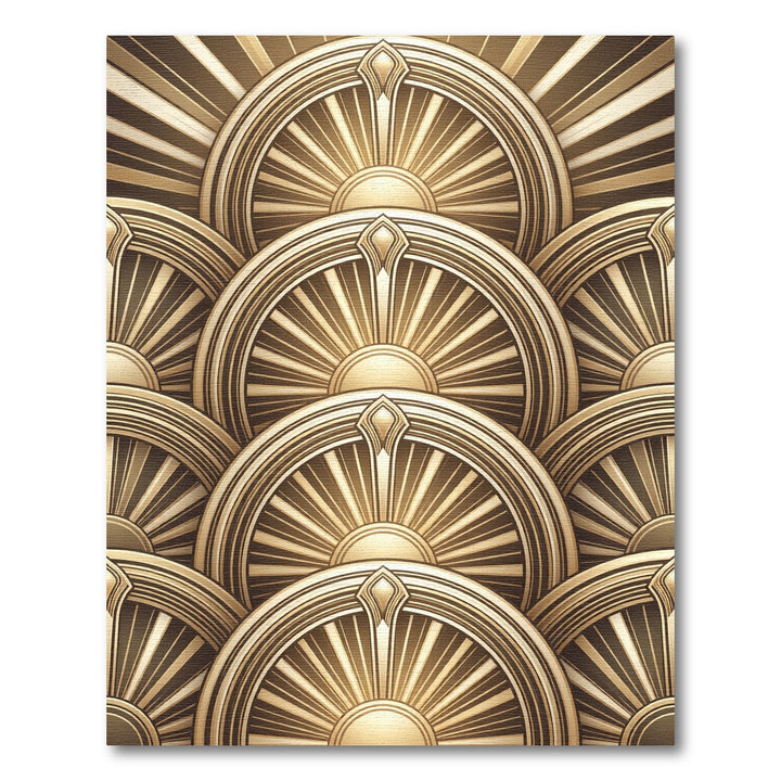 Art Deco Sunburst Golden Fan Rug