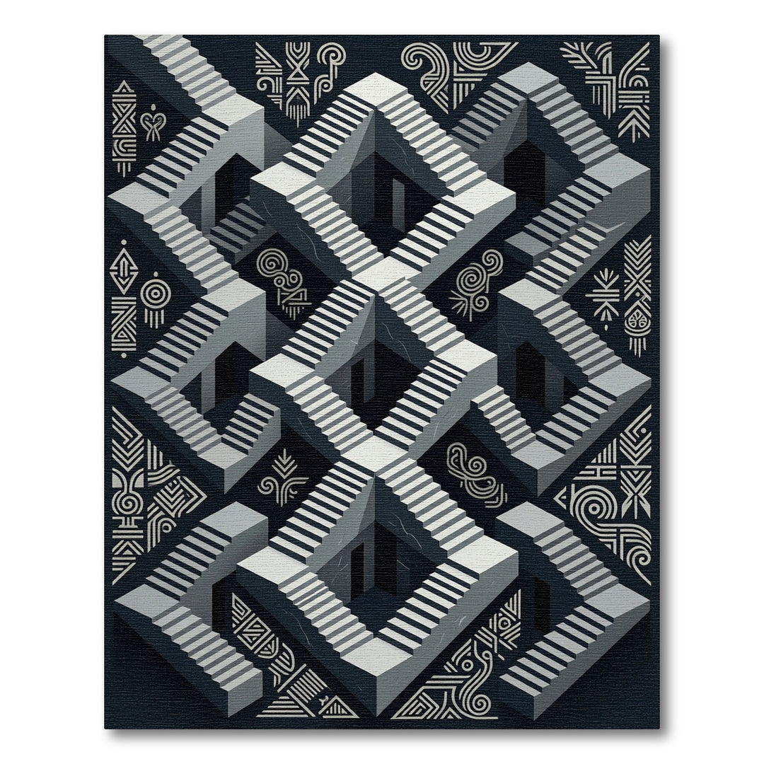 Impossible Stairs Geometric Rug