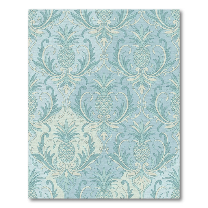 Pale Blue Pineapple Damask Rug