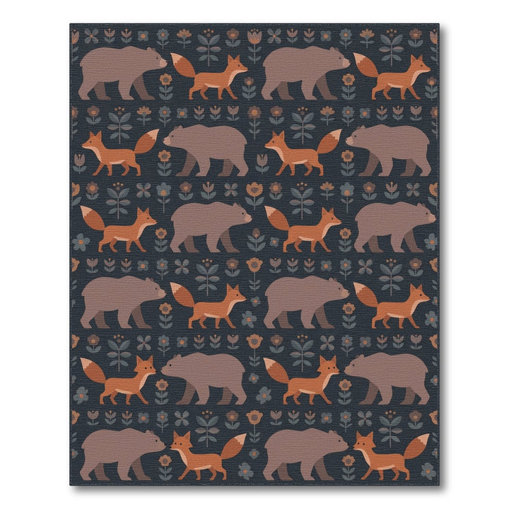 Whimsical Woodland Creatures Beige Background Rug